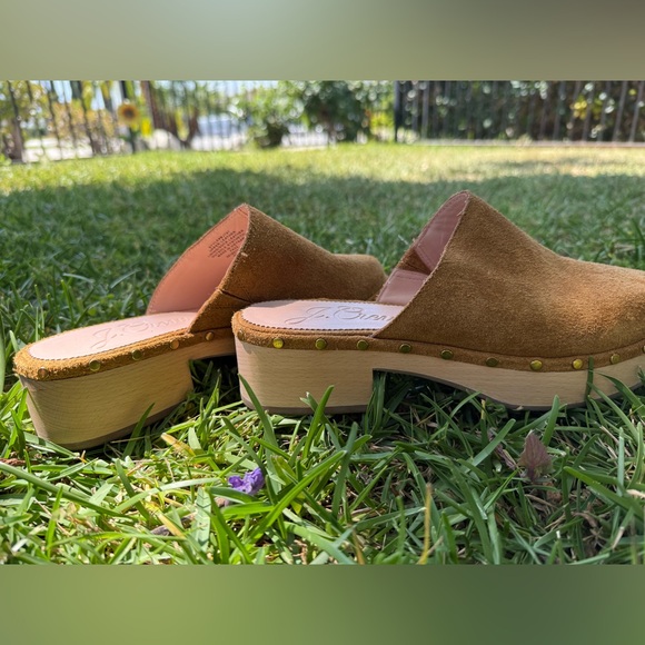 J. Crew Mules Dakota Suede Wood Sole Clogs Slip On Style Womens size 9.5 - Picture 3 of 9